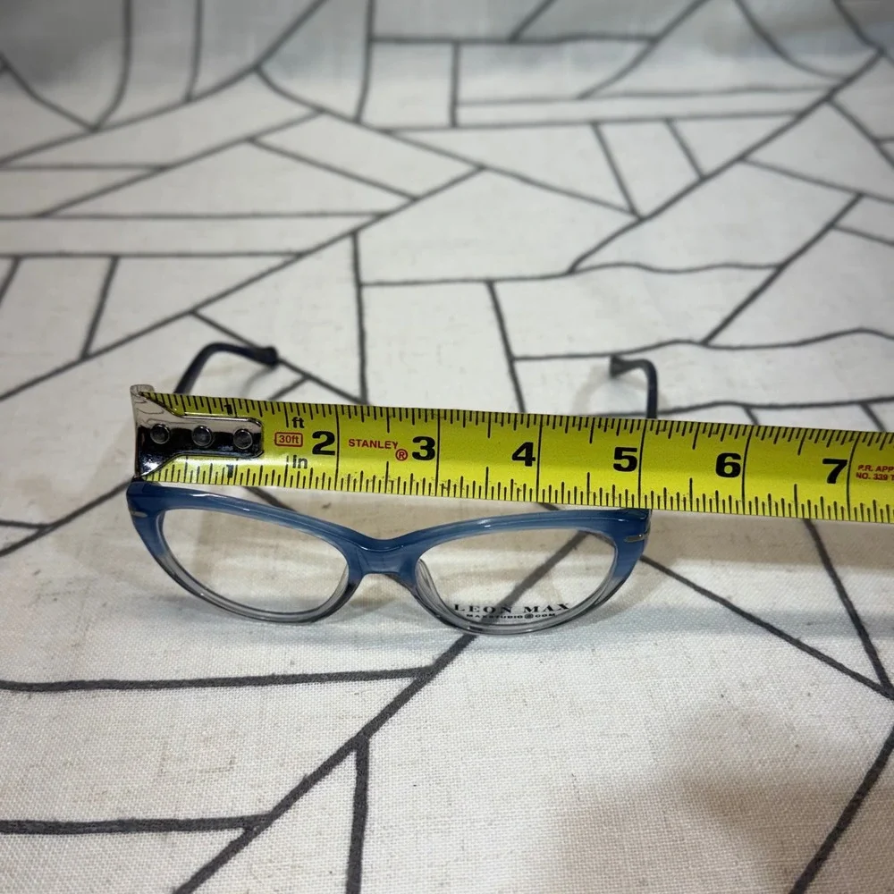 Leon Max Eyeglass Frames 52-16-135 Blue Marble Cat Eye Zyloware 4030